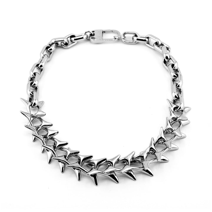 personal fears - future link chain - thorn spikes - industrial jewelry lay flat