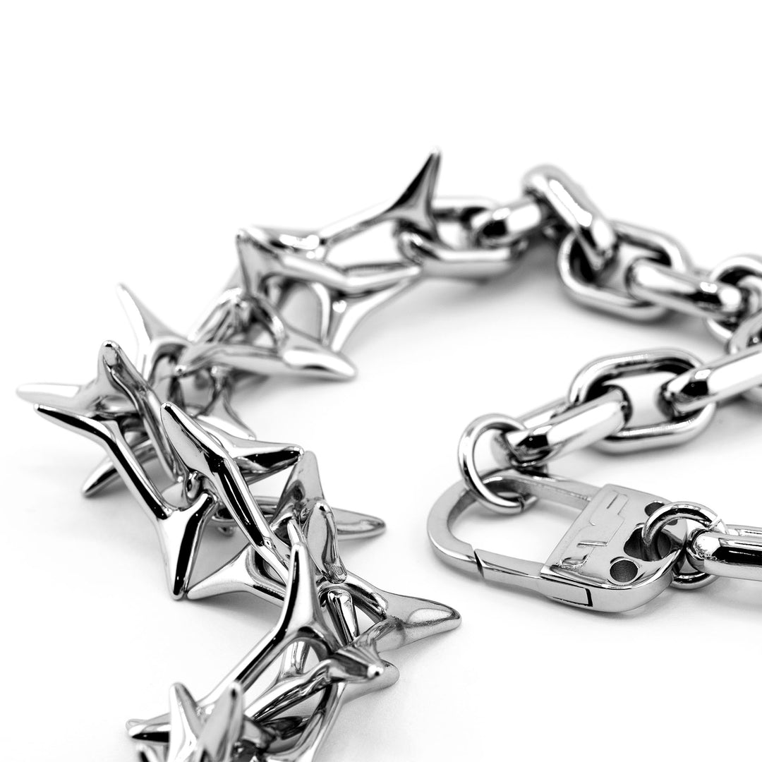 personal fears - future link chain - thorn spikes - industrial jewelry macro