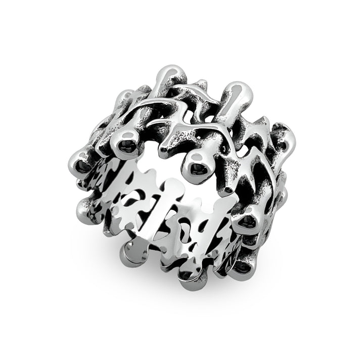 personal fears - chingadera ring - futuristic molten silver ring