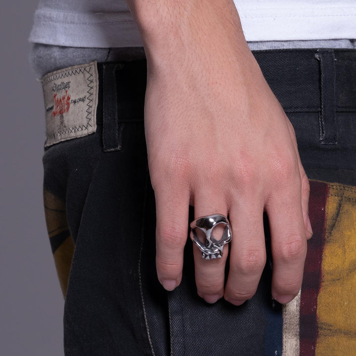 Liquid Skull Ring Rings Personal Fears Personal Fears Liquid Skull Ring | Molten Metal Jewelry | Silver Color