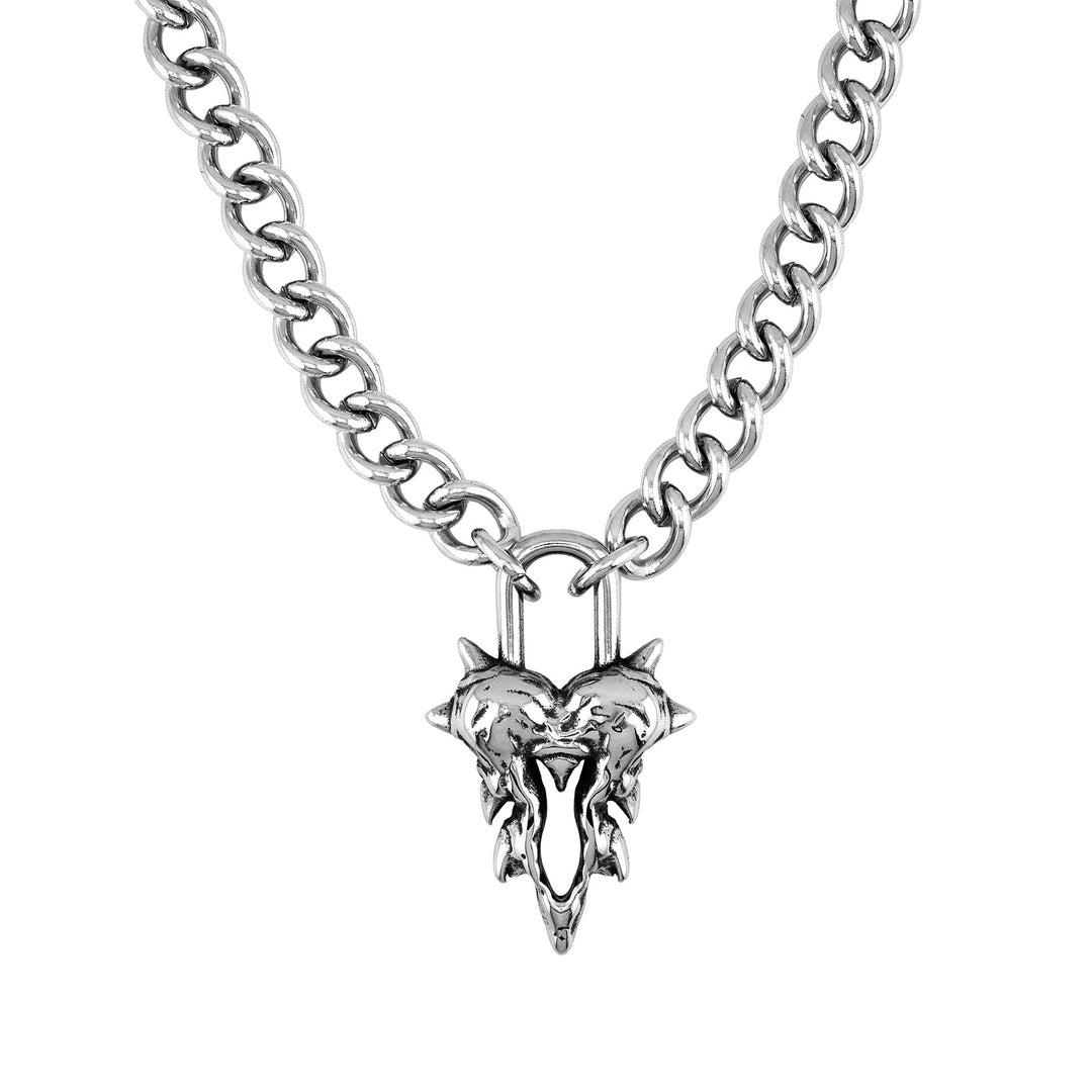 personal fears - ferocious heart pendant - molten heart lock necklace 