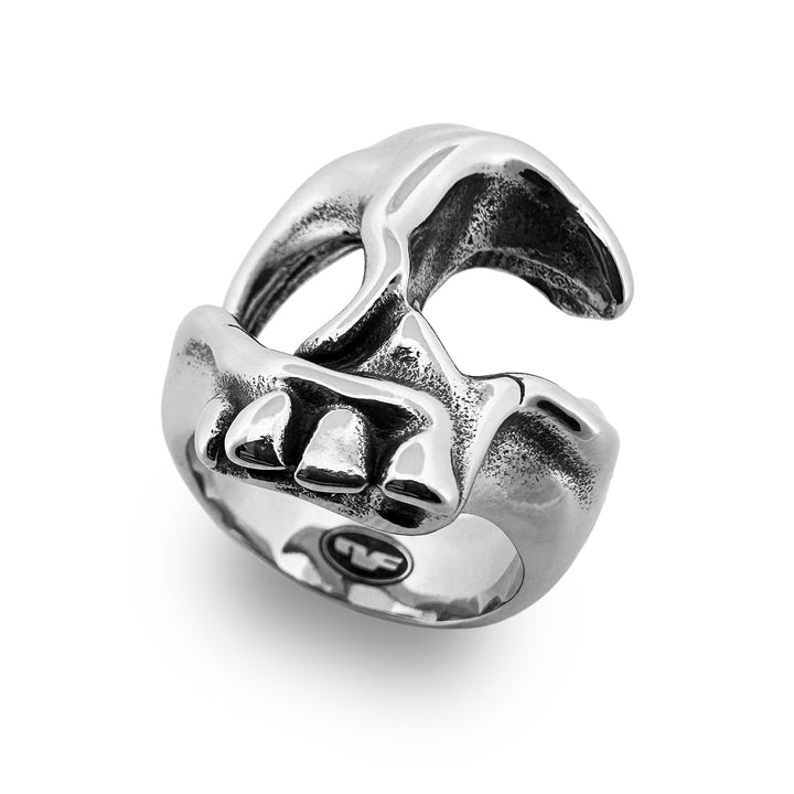 personal fears - liquid skull molten silver ring